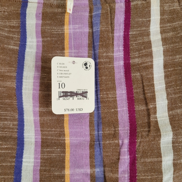 Free People Catalina Stripe Skort Brown/purple/ White Cotton Skort Mini NWT. - Picture 11 of 12